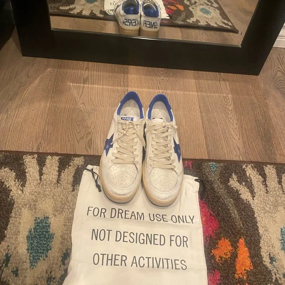 Golden Goose Ball Star Blue and White Sneakers - Picture 1 of 9